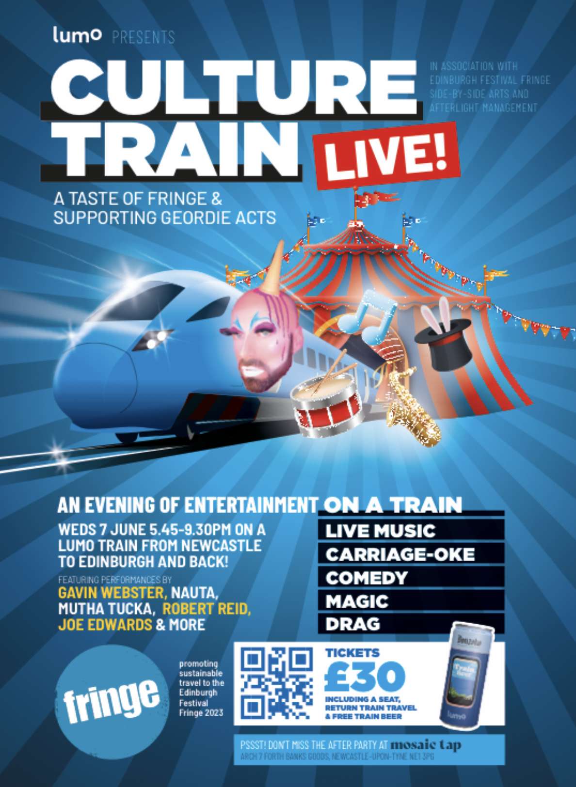 Lumo to host Newcastle’s first ever Fringe performance on a train in Newcastle upon Tyne