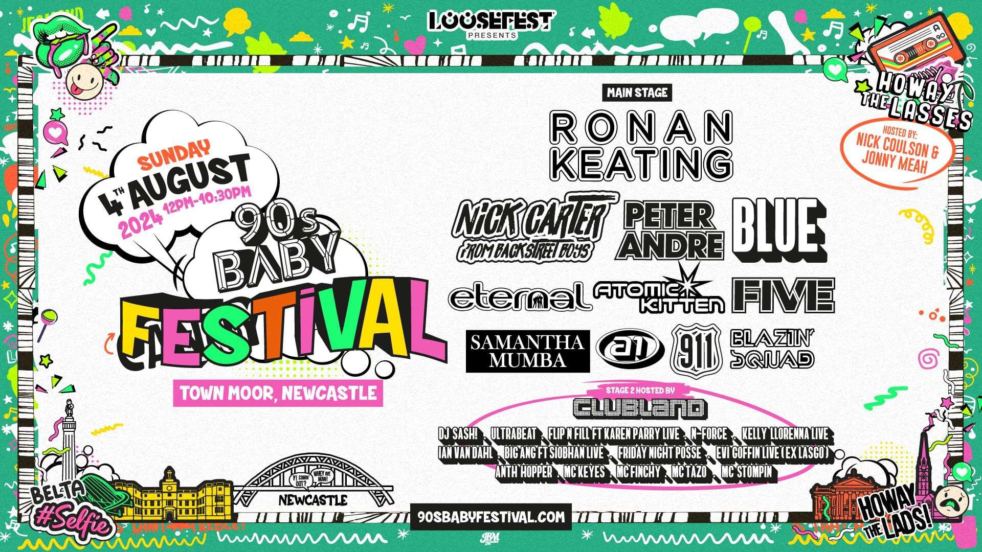 LOOSEFEST PRESENTS 90’S BABY MUSIC FESTIVAL: THIS SUNDAY 4TH AUGUST 2024 in Newcastle upon Tyne