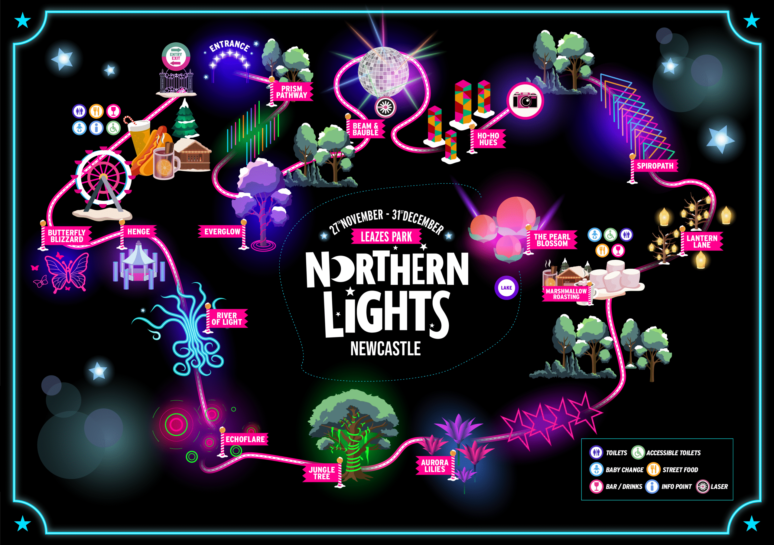 Northern Lights returns with new installations to illuminate Leazes Park in Newcastle upon Tyne